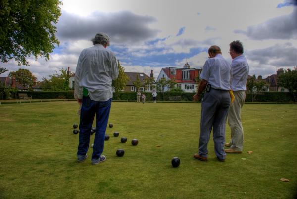 Francis Drake Bowls Club, Hilly Fields, Brockley, SE4 1QE. Moody afternoon