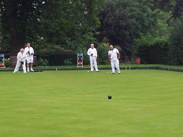 Francis Drake Bowls Club, Hilly Fields, Brockley, SE4 1QE. Jeanette watching her wood